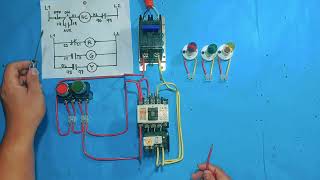 Start Stop motor control with 3 indicator lights (step by step)