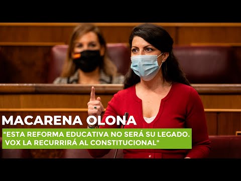 Olona a Celaá: "Esta reforma educativa no será su legado. VOX la recurrirá al Constitucional"