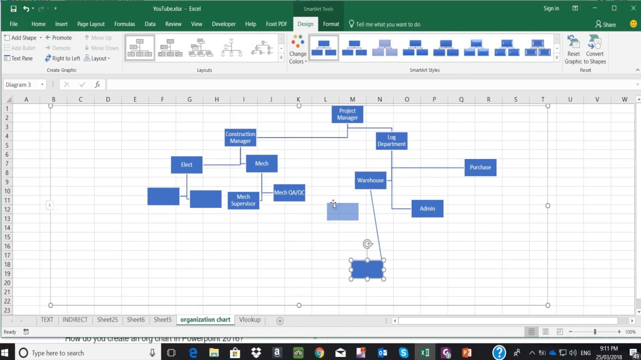 13-How to create organizational chart in excel - YouTube