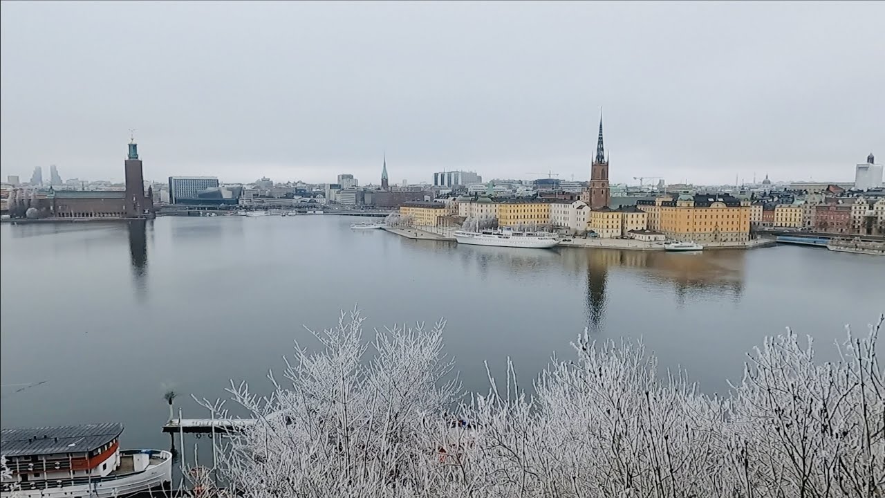 Stockholm Södermalm: Monteliusvägen with the Beautiful View of the City, Cold Winter Walk