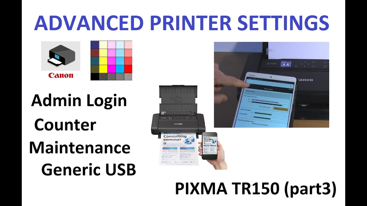Canon PIXMA TR150 Setup (part3) Printer Utilities, Settings