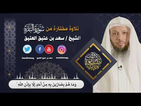 وماهم بضارين به من أحد إلا بإذن الله تلاوة مختارة من سورة البقرة استمع ليطمئن قلبك الشيخ سعدالعتيق