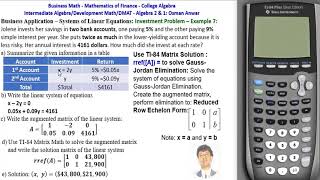 How to solve System of Linear Equations using Technology – TI-84 Plus: Business Apps (Video 3 of 3)