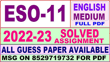 eso 11 solved assignment 2022-23 / eso 11 solved assignment in English / ignou ba sociology solved