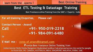 ETL Testing & Datastage freelance online training in India