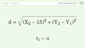 Find the distance between two points p1 (15,-2) and p2 (-4,5): Step-by-Step Video Solution
