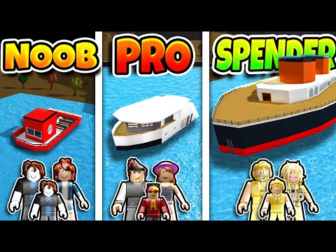 Roblox Noob Vs Pro Vs Robux Spender Family Yacht House Build Challenge In Bloxburg Youtube - libra de un roblox noob fortnite yub