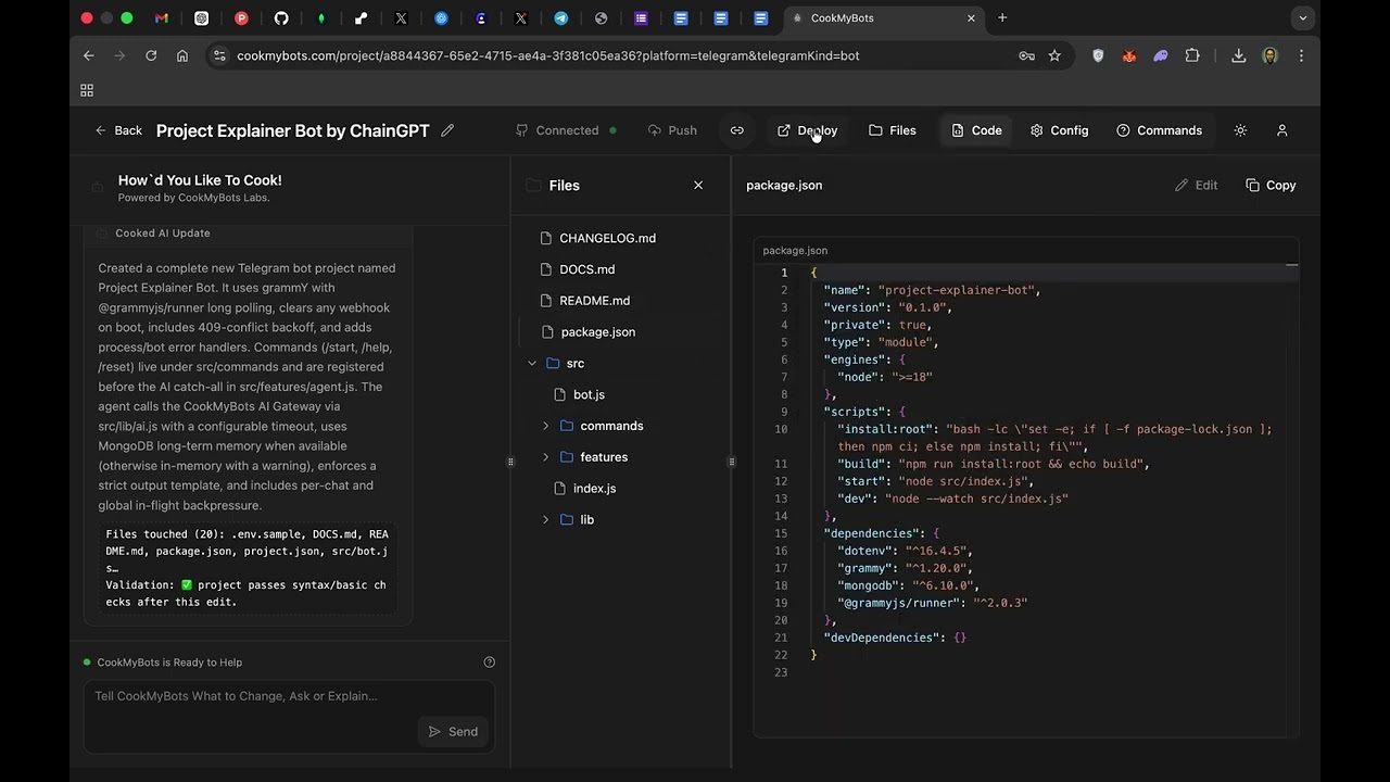 Fastest Bot Builder - CookMyBots x ChainGPT Demo: Build a “Project Explainer” Crypto Bot