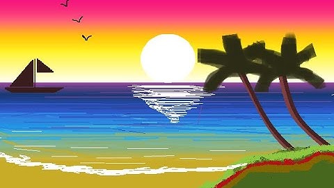 How to draw a sunset using rainbow colors with Gradient effect in MS Paint@littlestarkidchannel