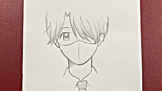 Easy anime drawing | how to draw anime boy wearing a mask easy step-by-step