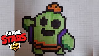 Tuto Comment Dessiner Spike De Brawl Stars En Pixel Art Youtube - comment dessiner arcade dans brawl stars fasile