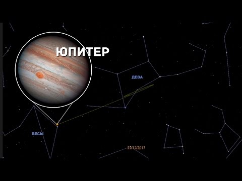 Видимый путь Юпитера на небе в 2017 году