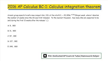 2016 Calculus BC.1: The Fundamental Theorem of Calculus and Definite Integrals