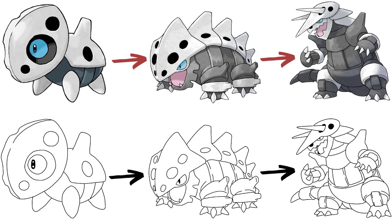 How To Draw ARON LAIRON and AGGRON POKEMON | Pokemon Evolution