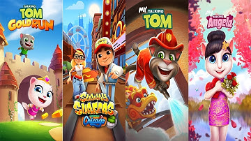 Talking Tom Gold Run vs Subway Surfers - My Talking Tom vs My Talking Angela Gameplay