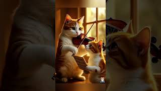 A Beautiful Violin Duet by Musician Cats 🎻  Cute Cats #Shorts