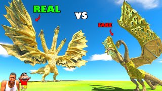 REAL KING GHIDORAH vs FAKE KING GHIDORAH in Animal Revolt Simulator | ARBS AVENGERS TEAM