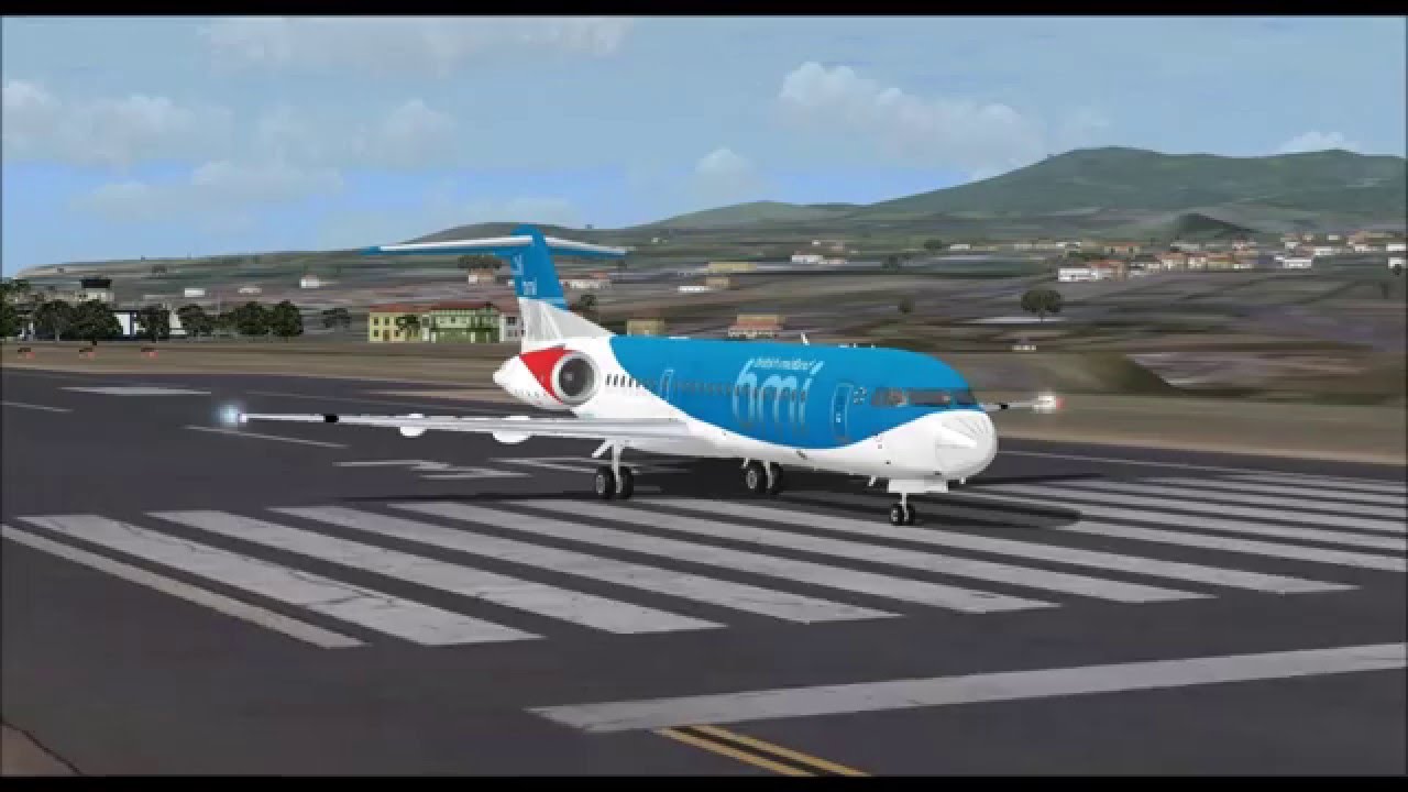 FOKKER 50 BMI BRITISH MIDLAND REGIONAL TAKE OFF FROM PONTA DELGADA FS9 HD