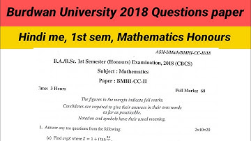 CC2, Questions paper of Burdwan University (Mathematics,2018)
