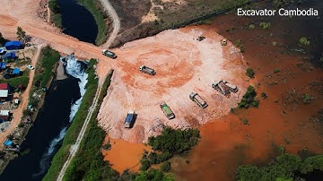 Amazing Development Back Fill By A Lot Of Dump Truck Unloading Stone And Skill Heavy Dozer Pushing