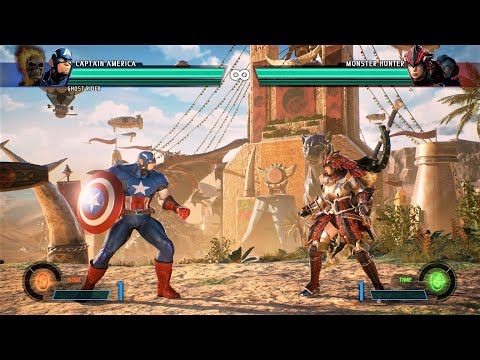 Captain America & Ghost Rider vs Monster Hunter & X (Hardest AI) - Marvel vs Capcom: Infinite