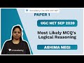UGC NET SEP 2020 Paper 1 | Most Likely MCQ's Logical Reasoning | Ashima | Unacademy Live