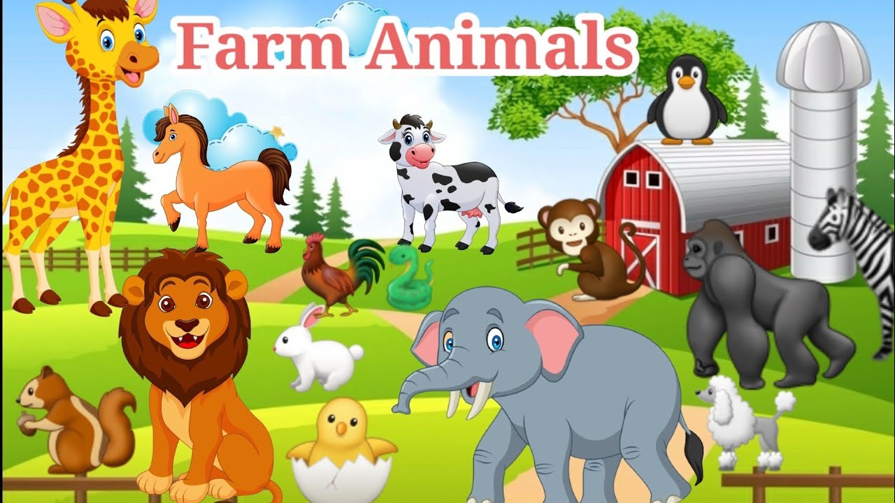 Learn Farm Animals Names And Sounds | Learn Farm Animals For Kids | Kids Learning |Hassan And Aleeza