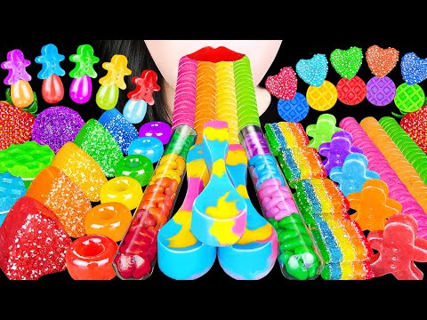 ASMR RAINBOW EDIBLE SPOONS MAGIC CHOCOLATE KOHAKOTO 무지개 디저트 먹는 숟가락 초콜릿 코하쿠토 EATING SOUNDS MUKBANG 먹방