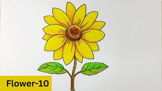 Flower Drawing/ Easy flower drawing for kids/how to draw flower/ sunflower drawing tutorial/flower10