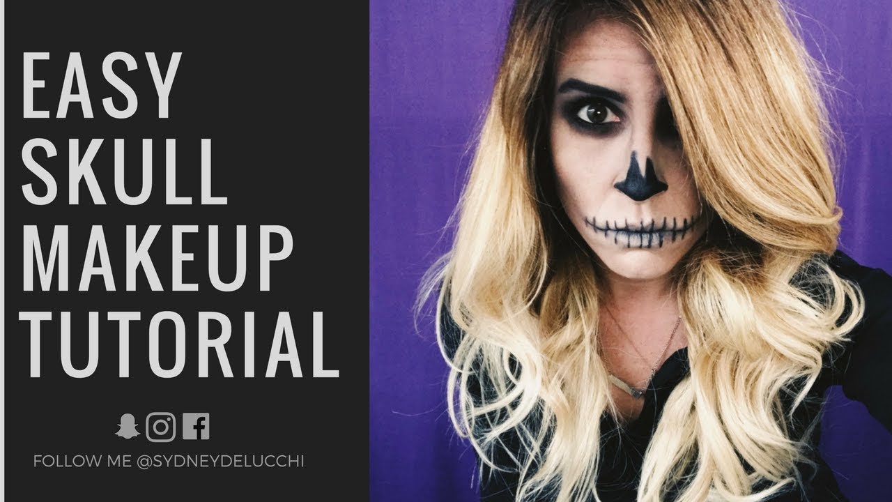 Easy Skull Makeup Tutorial: My FIRST Halloween Makeup Look EVER! - YouTube