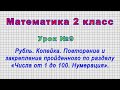 Математика 2 класс (Урок№9 - Рубль. Копейка. Повторение и закрепление «Числа от1 до100. Нумерация».)