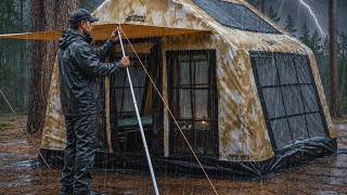 Camping in Heavy Rain with My Dog . Inflatable Tent Shelter . Sound of Rain ASMR
