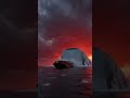 Sunset Catastrophe: Colossal Pacific Tsunami Swallows Cargo Ships