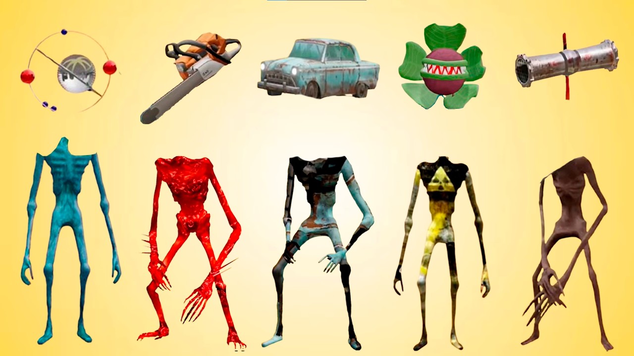 WRONG HEADS SIREN HEAD CAR, GREEN HOUSE HEAD, SCARY HOUSE, SIREN HEAD DOUBLE, SIREN HEAD THUNDERBOLT