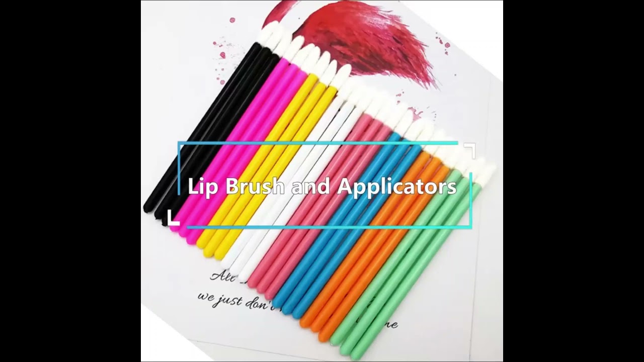 Disposable Lip Brush Applicator With Soft Flocked Brush Head - 50 Pcs /Box 