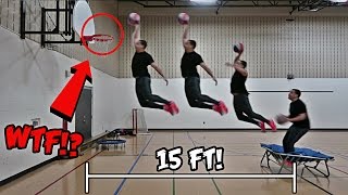 IMPOSSIBLE TRAMPOLINE BASKETBALL TRICK SHOTS AND DUNKS!!!