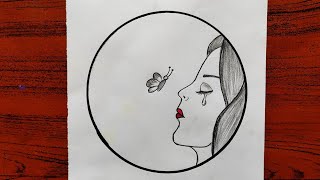 How to draw a girl face|Circle drawing||Sad Girl drawing |Crying girl face drawing |Draw with Reya How to draw a girl face|Circle drawing||Sad Girl drawing |Crying girl face drawing |Draw with Reya