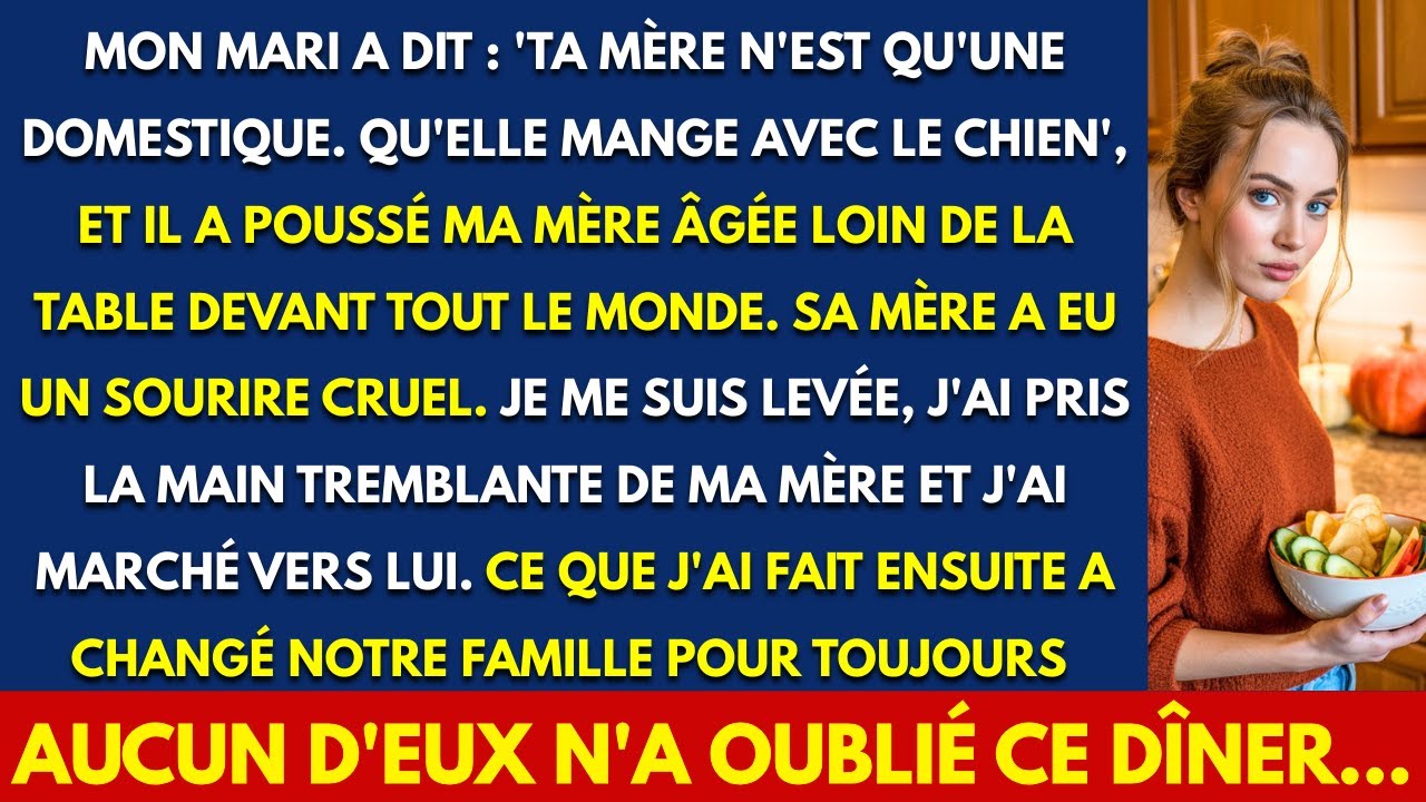 « Qu'est-ce que tu fais ? » La voix de Marc a tranché l'air du dîner d'anniversaire. Ma mère, 68 ans, venait de tirer une chaise pour s'asseoir avec nous. Il s'est levé brusquement et a poussé sa...