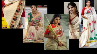 Trending Kerala saree 2021/embroidery Set Saree/Kasavu saree/set mundu/white #fascinatedHobbies