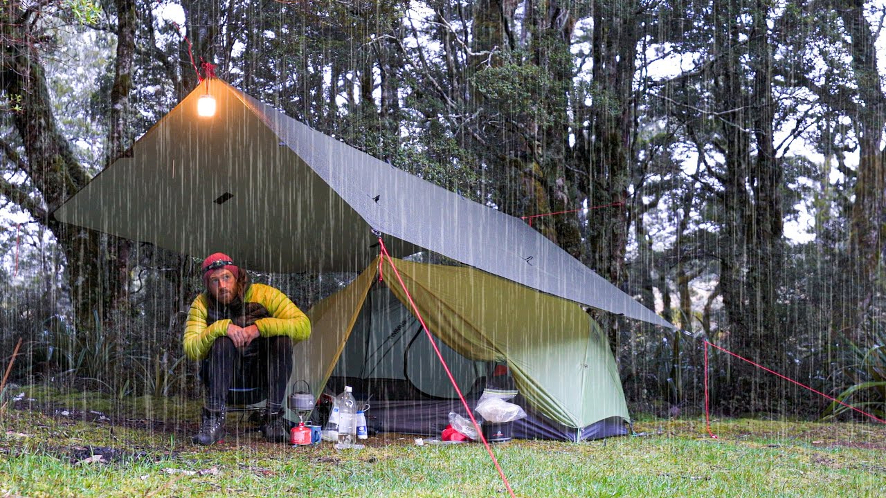 Camping in the Rain Tent + Tarp YouTube