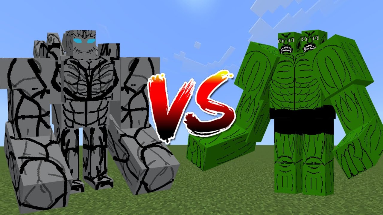 giant stone golem vs troll titan  - minecraft mob battle - minecraft bedrock edition