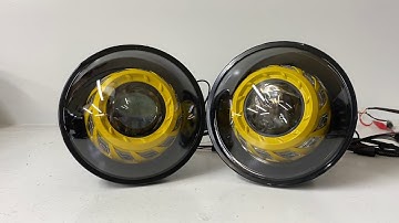 Jeep Wrangler JK JKU Retrofit Halo Headlights HID Angel Eyes Devil Eyes Turbine Yellow