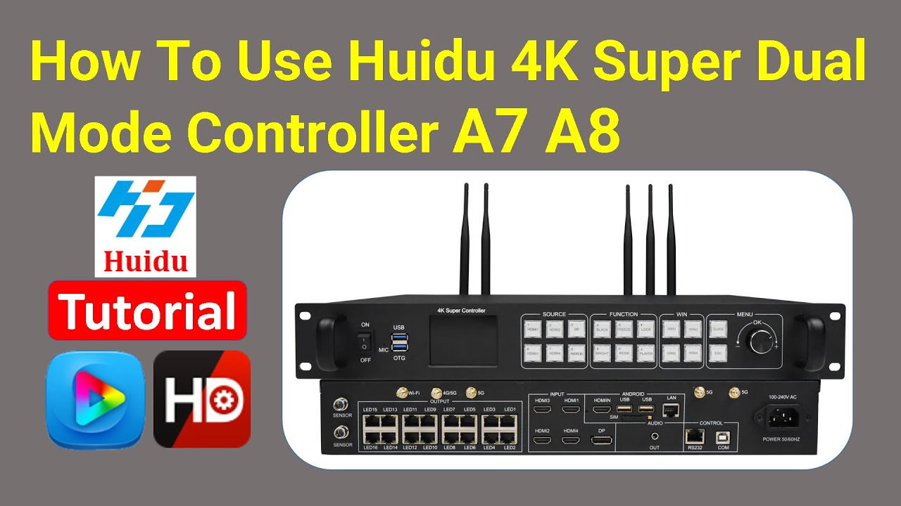How To Set And Use Huidu 4K Super Dual Mode Controller A7 A8 - YouTube