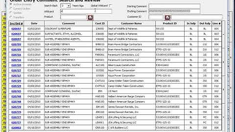 How to use your Order Entry Comment Search - MIS Accu-Tech