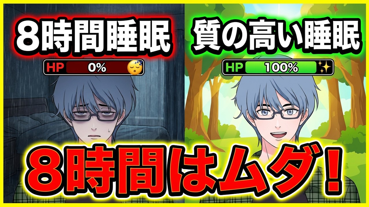【睡眠ハック】知ってた？8時間寝ても無意味！今夜から試したくなる「睡眠の質」を爆上げして、脳をリセットする&HPフル回復する方法とは？隠キャ ...