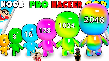 NOOB VS PRO VS HACKER VS GOD IN MAN RUN 3D WITH SHINCHAN & CHOP