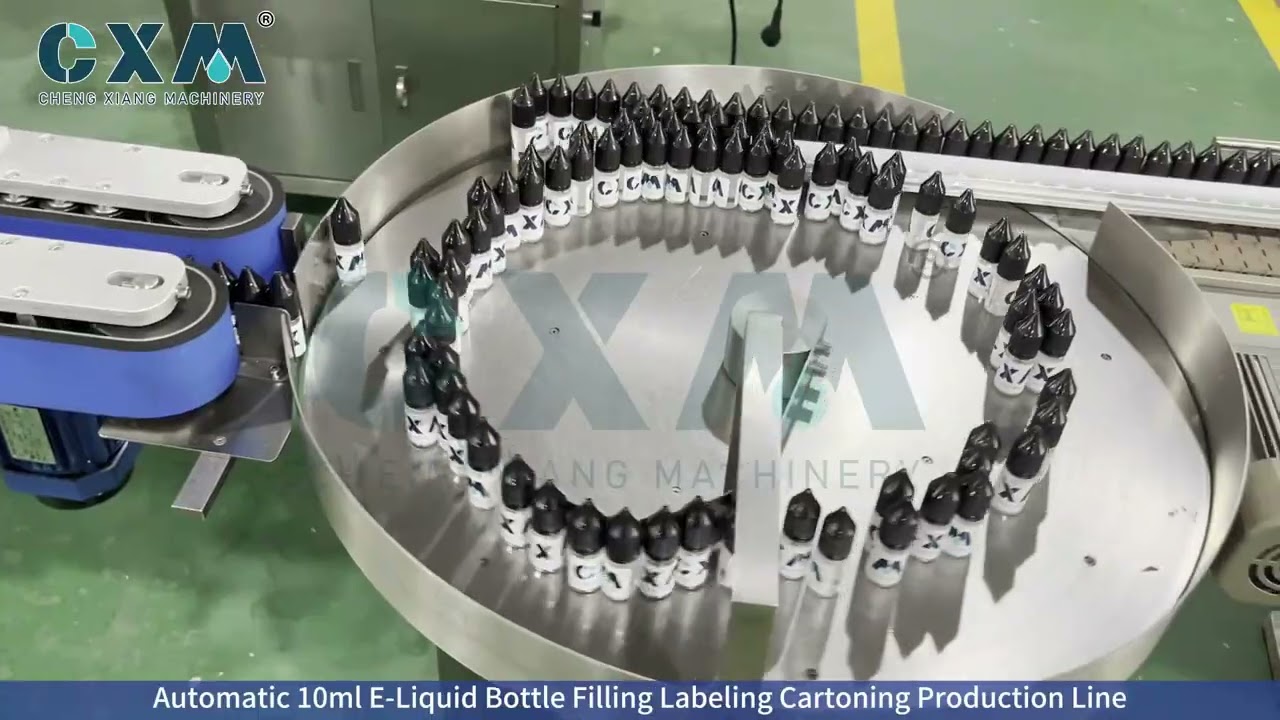 Want a fully automatic production line for e-liquid bottles from filling to cartoning?
