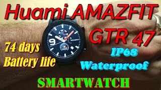 Amazfit GTR 47mm smartwatch,Always ON Display,Full features,IP68 Waterproof,Add Watchfaces,GPS track