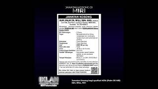 [YouTube Short] Jawatan Kosong bagi syarikat MJM (Palm Oil Mill) Sdn. Bhd., Miri