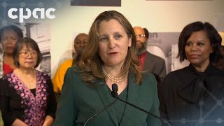 Deputy PM Chrystia Freeland makes an announcement in Toronto – June 2, 2024